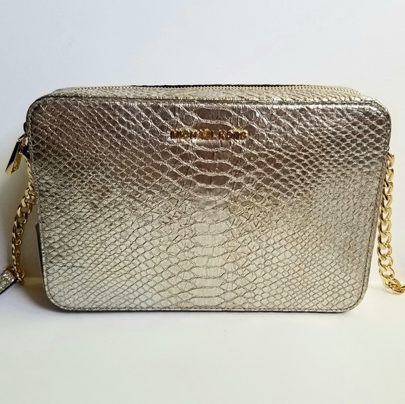 MICHAEL Michael Kors Handbags - Michael Kors Metallic Snake Crossbody Gold Purse